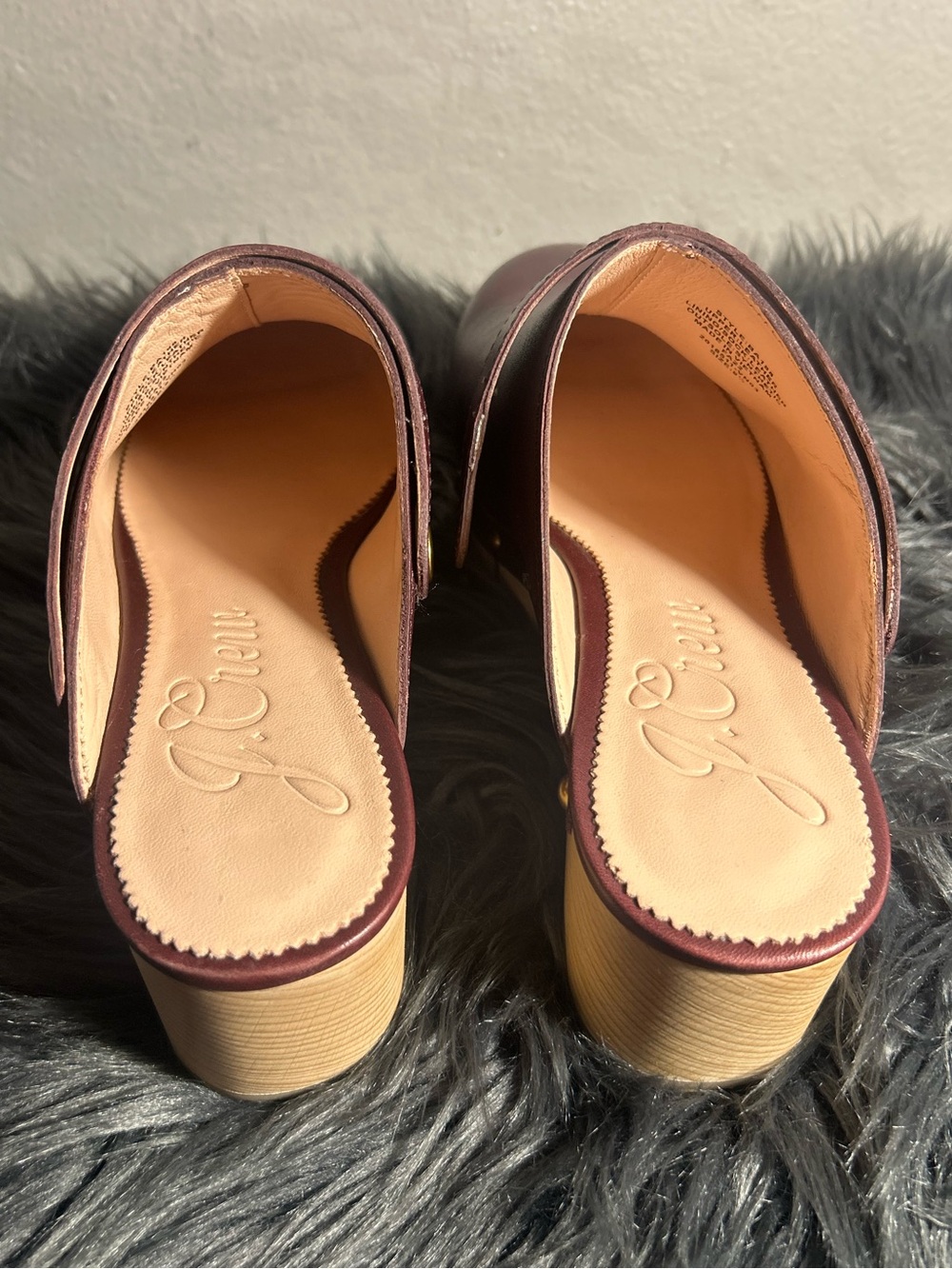 J.Crew Leather Clogs Wooden Heel Slingback Studded Shoes Size 8.5 - Picture 6 of 10